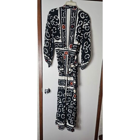 ZARA PRINTED PAREO Morocco MAXI LONG DRESS WRAP Women's Size XS Black - Picture 3 of 9